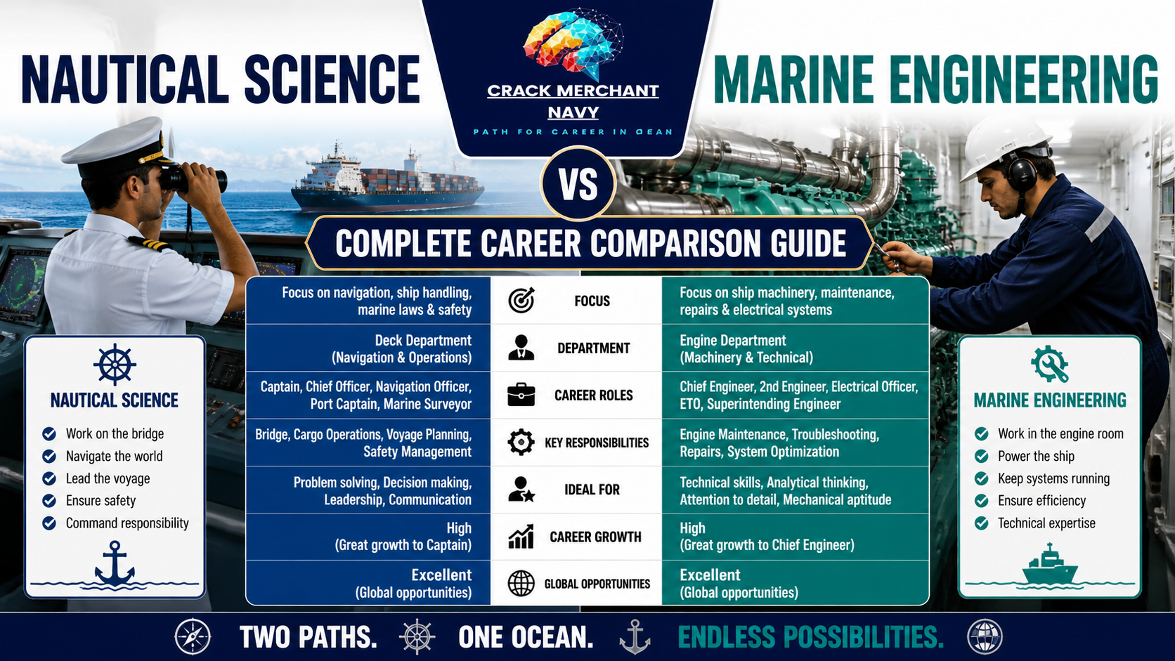 Nautical Science vs Marine Engineering: Career Guide